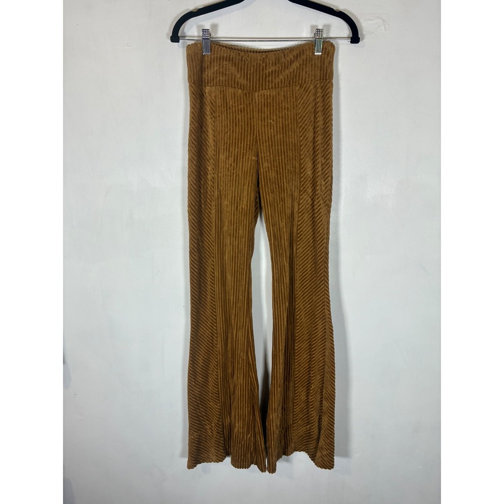 Juniors Small 3-5 Mustard Corduroy Flare Pants High Rise Pull On Wide Leg Boho